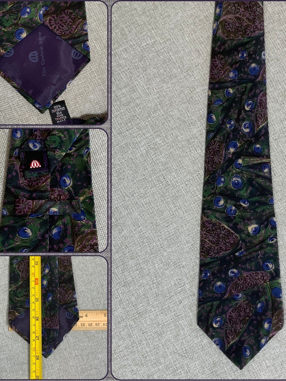Greenbrier Resort Silk Tie Peacock Feather Springhouse Logo Custom Shop USA